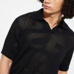 Men Oversized Lazer Cut Polo T-shirt