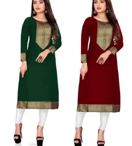 Elegant Kurtis with Intricate Lace Detailing Kurti For Women -Pack OF -2-