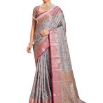 SWORNOF Women's cotton leaves Saree With Unstitched Boluse Piece