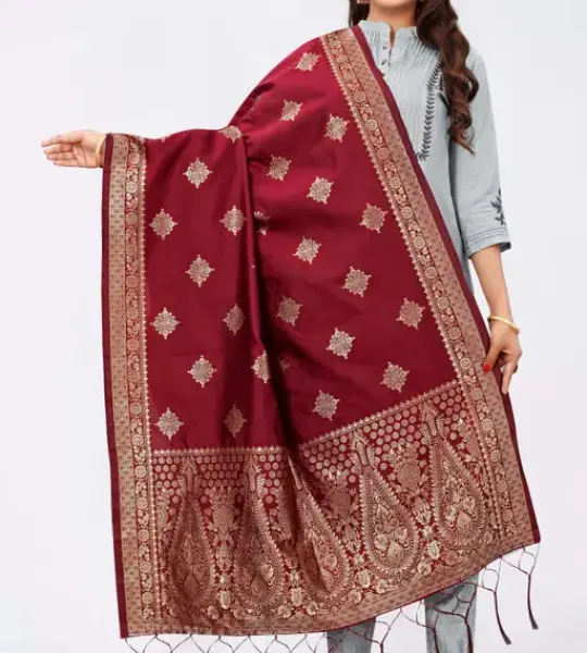 Satyay Creation Jacquard Dupatta Maroon