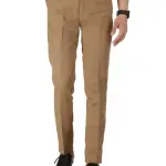 USQUARE Men Khakhi Slim Fit Formal Trousers