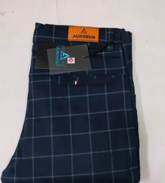 Men's Checked Chinos Blue Trousers