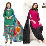 SIMPLYETHNIC Women's Multi Colour Crepe Printed Unstitched Salwar Suit Material (Combo Of 2)