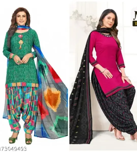 SIMPLYETHNIC Women's Multi Colour Crepe Printed Unstitched Salwar Suit Material (Combo Of 2)