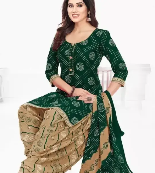 SIMPLYETHNIC Women's Green Colour Crepe Printed Unstitched Salwar Suit Material
